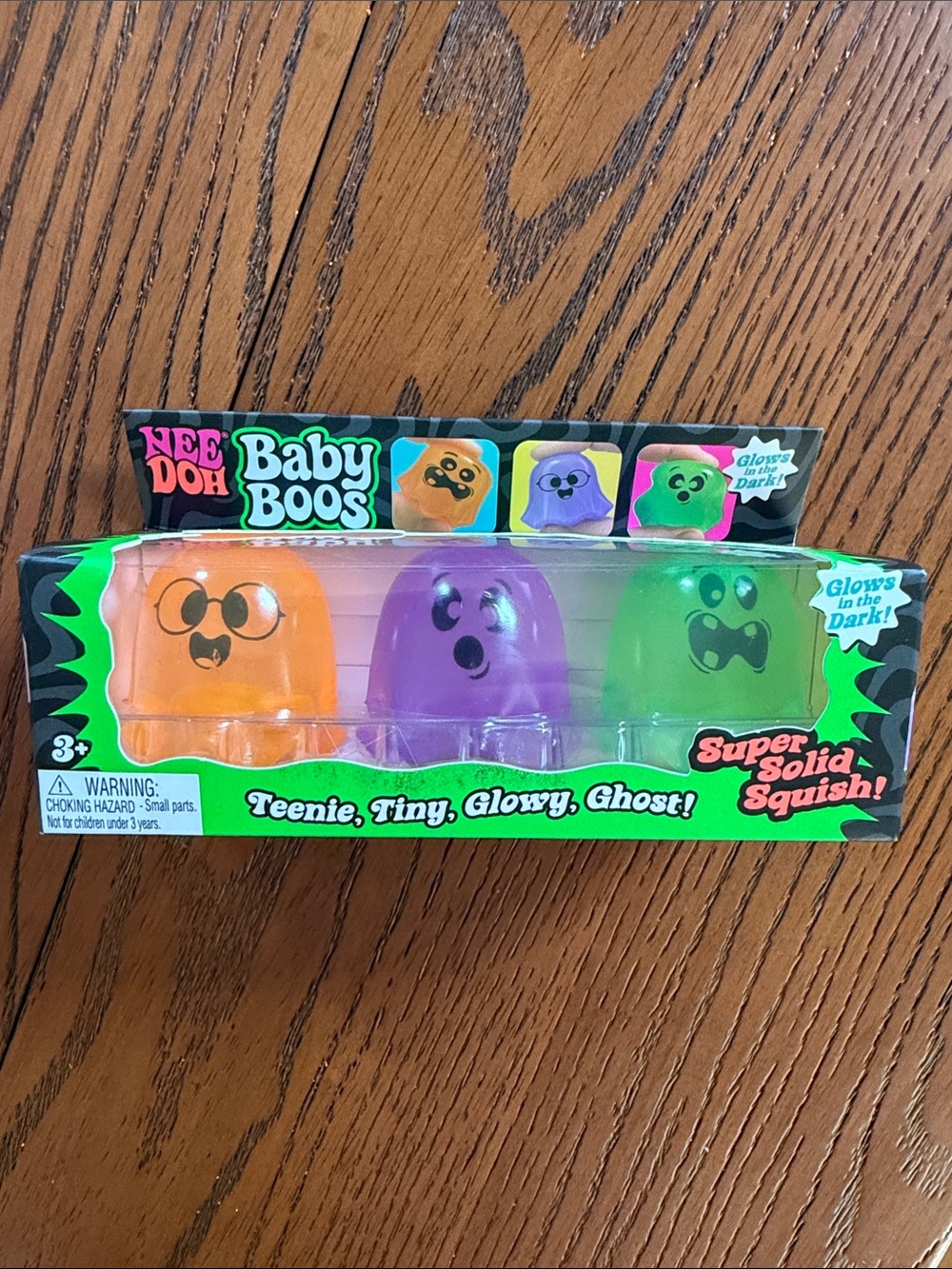 NEE DOH Baby Boos Glow Ghost Squishy Toy Set - Orange, Purple & Green